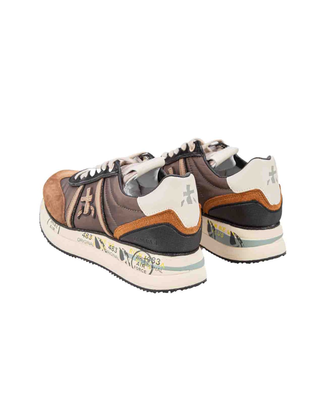 shop PREMIATA  Scarpe: Premiata sneakers "Conny" in mix di materiali tecnici e pellami. Modello con punta tonda.
Chiusura con lacci.
Logo sulla linguetta.
Caviglia imbottita.
Topponcino arricchito da una particolare stampa ripresa anche sulla linguetta.
Soletta in gomma.
Altezza Suola 4 cm.
Fusbet Interno 27 cm.
Composizione: SOLE: 85% EVA 15% PHYLON (PLASTIC MATERIAL) UPPER: 40% CALF LEATHER 30% PL 10% PA 10% PU 10% PC LINING: 100% GOAT LEATHER.
Made in Vietnam.. CONNY-6492 number 7251888